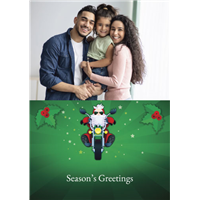 Foldable Holiday Cards - Santa Riding Motorcycle