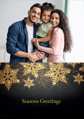 Foldable Holiday Cards - Golden Snowflakes