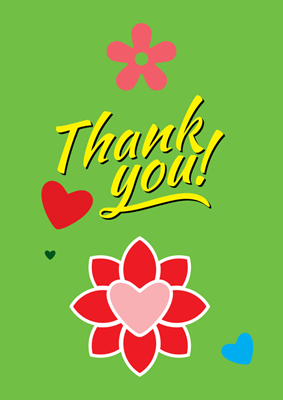 Foldable Thank You Cards - Flower & Heart