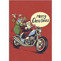 Foldable Motorcycle Cards - Classic Santa