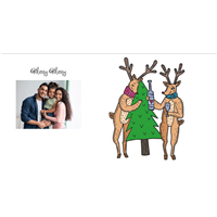 Flat Holiday Cards - Reindeer Celebrating