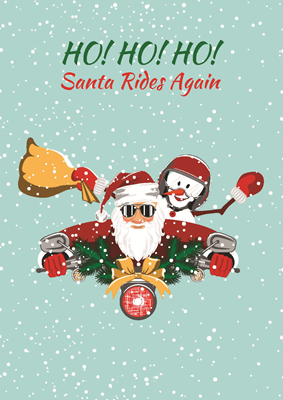 Foldable Motorcycle Cards - Santa Rides Again