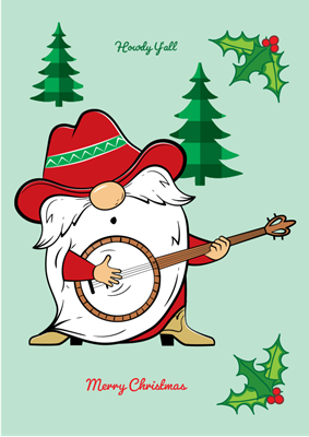 Foldable Holiday Cards - Banjo Player