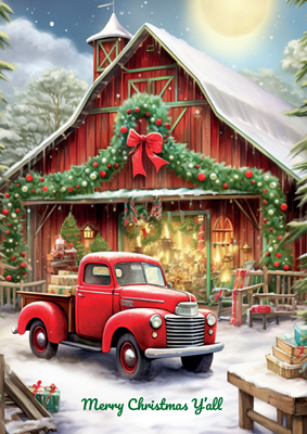 Foldable Holiday Cards - Truck & Barn