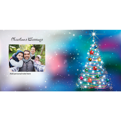Flat Holiday Cards - Ribbon Tree - Photo Left