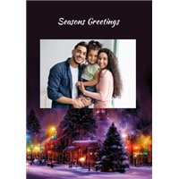 Foldable Holiday Cards - Photo Town Decorated