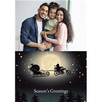 Foldable Holiday Cards - Santa Motorcycle Pulling Sleigh