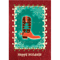 Foldable Holiday Cards - Boot Mistletoe