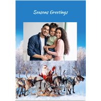 Foldable Holiday Cards - Photo Christmas Santa With Reindeer