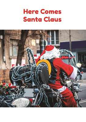 Foldable Motorcycle Cards - Here Comes Santa Clause