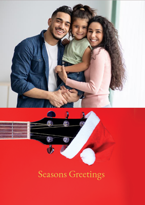 Foldable Holiday Cards - Guitar & Santa Hat