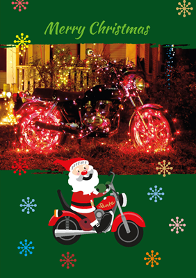 Foldable Motorcycle Cards - Merry Christmas